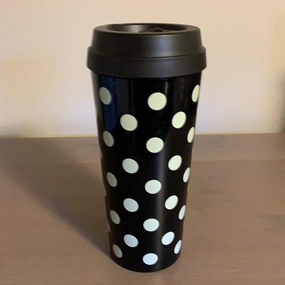 Kate Spade Black & Cream Polka Dot Plastic To-Go Cup - Picture 4 of 8